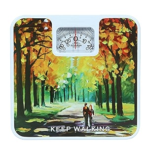 alis mechanical weighing scale aws475 with 0 to 120 kgs capacity analog weight machine with adjustable tare  weight machine for human body weight  square body with beautiful scenery