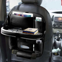 Alisan PU Leather Car Seat Back Organizer Multi Pocket with Tray Travel Storage (Black) Car Storage Bag & Bin