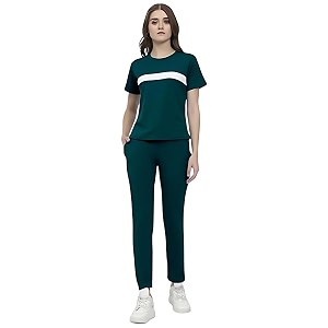 alisba women39s cotton solid tracksuit with round neck half sleeve straight length regular fit and drawstring closure pant
