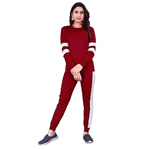 ALISBA Womens Cotton Solid Tracksuit with Round