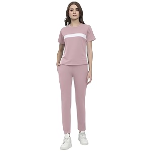 alisba women39s cotton solid tracksuit with round neck half sleeve straight length regular fit and drawstring closure pant