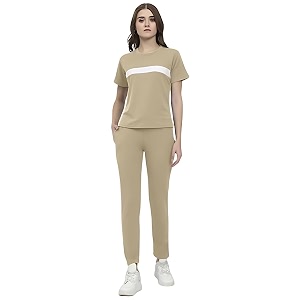 alisba women39s cotton solid tracksuit with round neck half sleeve straight length regular fit and drawstring closure pant