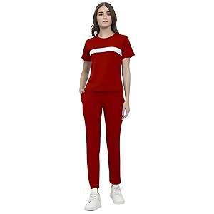 alisba women39s cotton solid tracksuit with round neck half sleeve straight length regular fit and drawstring closure pant