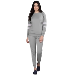 ALISBA Womens Cotton Solid Tracksuit with Round