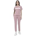 ALISBA Women's Cotton Solid Tracksuit with Round Neck Half Sleeve Straight Length Regular Fit and Drawstring Closure Pant