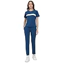 ALISBA Women's Cotton Solid Tracksuit with Round Neck Half Sleeve Straight Length Regular Fit and Drawstring Closure Pant