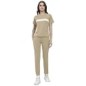 ALISBA Women's Cotton Solid Tracksuit with Round Neck Half Sleeve Straight Length Regular Fit and Drawstring Closure Pant