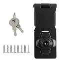 Alise Keyed Hasp Lock,4 Inch Safety Packlock Clasp Hasps Latch,Black Door Hinge Lock with Keys Keyed Locking Hasps for Cabinet,Closet,Drawer, Barn,Fence,Garage Doors