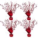 ALISSAR 4-Pack Glitter Red Star Centerpieces-Table Decorations for Home Decor Birthday Wedding Anniversary Decor (Red)