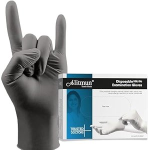 alitumn black nitrile gloves disposable powder free examination hand gloves multi purpose with superior durability surgical amp general gloves  pack of 100 black small