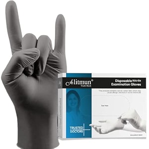 alitumn black nitrile gloves disposable powder free examination hand gloves multi purpose with superior durability surgical amp general gloves  pack of 100 black medium