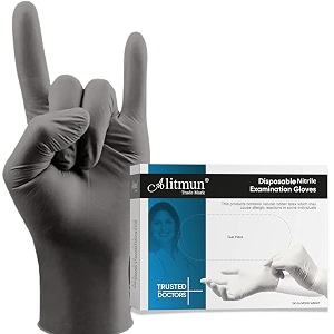 black nitrile gloves disposable powder free examination hand gloves medium size multi purpose with superior durability surgical amp general gloves medium pack of 30 black