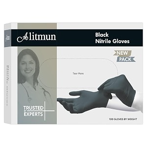 alitumn black nitrile gloves disposable powder free examination hand gloves multi purpose with superior durability surgical amp general gloves  pack of 100 black