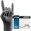 ALITUMN Black Nitrile Gloves, Disposable Powder Free Examination Hand gloves, Multi Purpose with Superior Durability, Surgical &amp; General Gloves | Pack of 100 (Black) (Small)