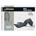 ALITUMN Black Nitrile Gloves, Disposable Powder Free Examination Hand gloves, Multi Purpose with Superior Durability, Surgical &amp; General Gloves | Pack of 100 (Black) (Medium)