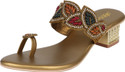 Aliz Footwear Women Heels Sandal (Gold , 6)