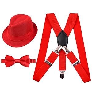 alizeal 1 inch suspender and bow tie set with hat for kids