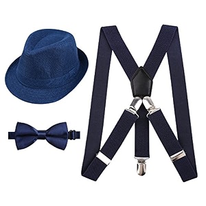 alizeal 1 inch suspender and bow tie set with hat for kids