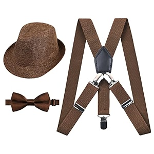 alizeal 1 inch suspender and bow tie set with hat for kids