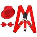 Alizeal 1 inch Suspender and Bow Tie Set with Hat for Kids