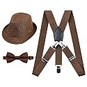Alizeal 1 inch Suspender and Bow Tie Set with Hat for Kids