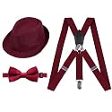Alizeal 1 inch Suspender and Bow Tie Set with Hat for Kids