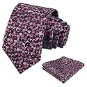 Alizeal Mens 3.15'' Floral Tie with Pocket Square