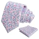 Alizeal Mens 3.15'' Floral Tie with Pocket Square