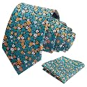Alizeal Mens 3.15'' Floral Tie with Pocket Square