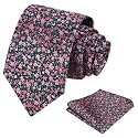 Alizeal Mens 3.15'' Floral Tie with Pocket Square
