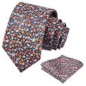 Alizeal Mens 3.15'' Floral Tie with Pocket Square