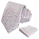 Alizeal Mens 3.15'' Floral Tie with Pocket Square