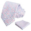 Alizeal Mens 3.15'' Floral Tie with Pocket Square