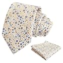 Alizeal Mens 3.15'' Floral Tie with Pocket Square