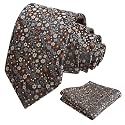 Alizeal Mens 3.15'' Floral Tie with Pocket Square