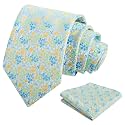 Alizeal Mens 3.15'' Floral Tie with Pocket Square
