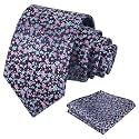 Alizeal Mens 3.15'' Floral Tie with Pocket Square