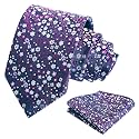 Alizeal Mens 3.15'' Floral Tie with Pocket Square
