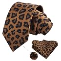 Alizeal Mens Leopard Necktie with Pocket Square Set, 3.15''/2.36''
