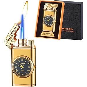 alkey dragon magic double flame cigarette lighter luminous cigar torch lighters wind-proof steel gas lighter unique lighter creative metal gift for men watch multicolor