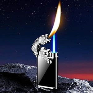 alkey dragon magic double flame cigarette lighter luminous cigar torch lighters wind-proof steel gas lighter unique lighter creative metal gift for men multicolor