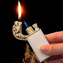 Alkey Dragon Magic Double Flame Cigarette Lighter Luminous Cigar Torch Lighters Wind-Proof Steel Gas Lighter Unique Lighter Creative Metal Gift for Men (Old Dragon Multicolor)