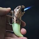 Alkey Metal Wild Tooth Finishing Pocket Lighter - Unisex Jaguar Shape Windproof Pocket Cigarette/Cigar Lighter With Keychain, Gold