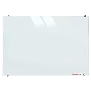 alkosign magnetic white glass board with 6 strong magnets -15 x 2 ft
