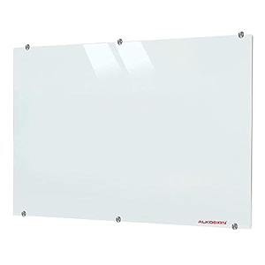 alkosign magnetic white glass board with 6 strong magnets -8 x 4 ft