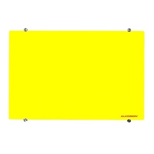 alkosign magnetic yellow glass board with 6 strong magnets -3 x 2 ft
