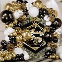 ALL-IN-1 Black White Gold Balloons Garland Kit &amp; Arch – Small and Large Black White and Gold Balloons with Confetti – Black and Gold Party Decorations for Graduations, New Years, Birthday