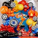 ALL-IN-1 Race Car Balloon Arch Kit with BONUS Flame & Race Car for Wheels Theme Birthday Decorations - Monster Truck Balloons for Wheels Party Decorations - Hot Balloons, Monster Truck Party