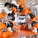 ALL-IN-1 Orange Black White Balloons Arch Kit with BONUS Starburst Balloons – Small &amp; Large White Orange Black Balloons – Party Decorations for Graduation, Birthday Bengals, Halloween, Harley Davidson
