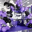 ALL-IN-1 Purple and Black White Balloons Garland &amp; Arch Kit – Small and Large White Purple and Black Balloons – Party Decorations for Graduations, Birthdays, Retirement, Halloween – Wednesday